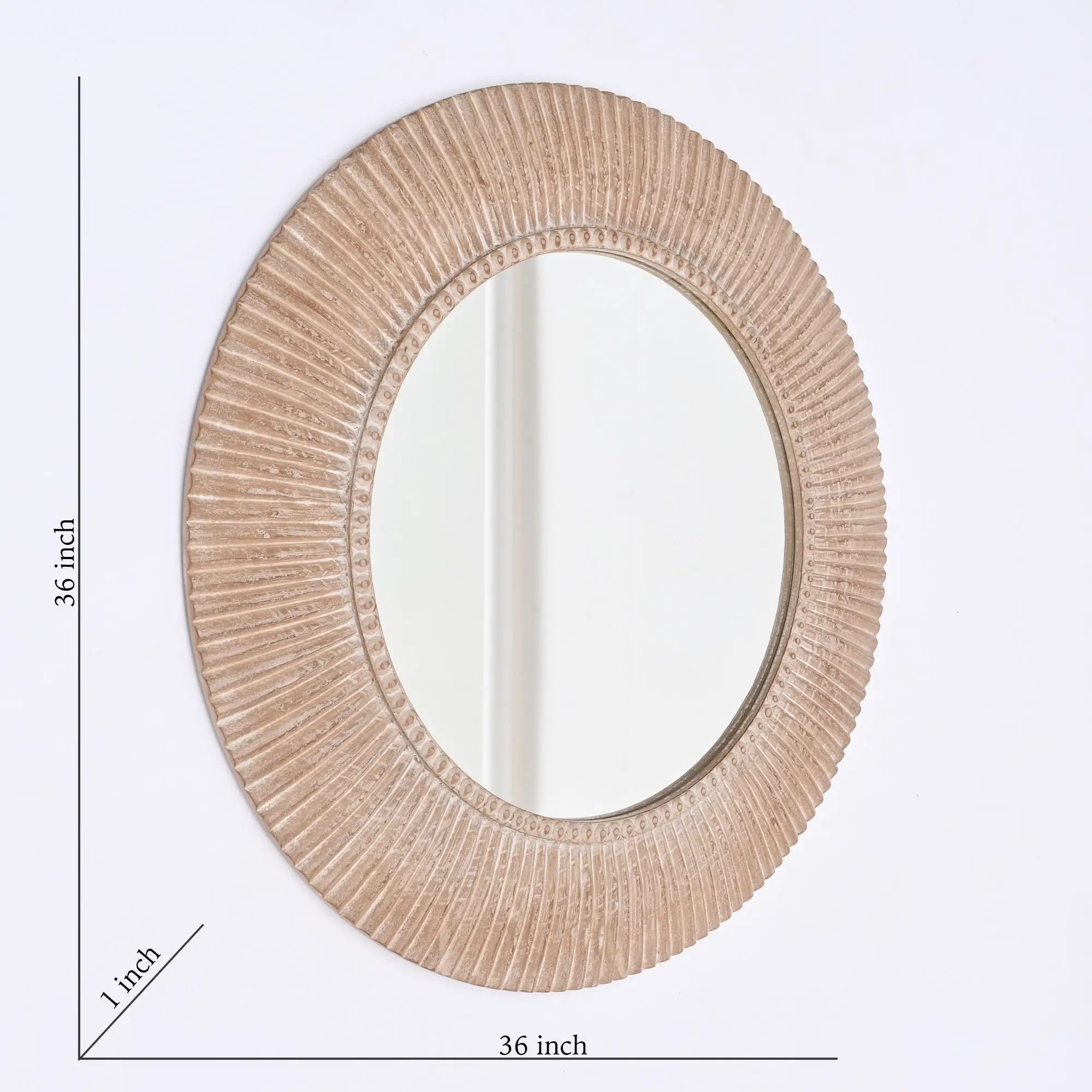 Handcarved Decorative Hanging Wall Mirror - Antique Brown / White by Unique Piece Furniture