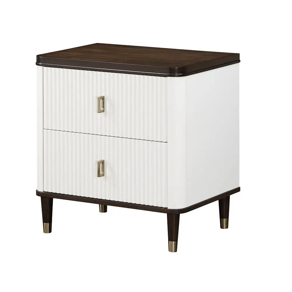 Carena - Nightstand With USB - White & Brown by Unique Piece Furniture