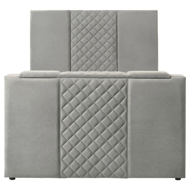 Tara 61-inch Upholstered Queen Panel TV Bed Grey by Unique Piece Furniture