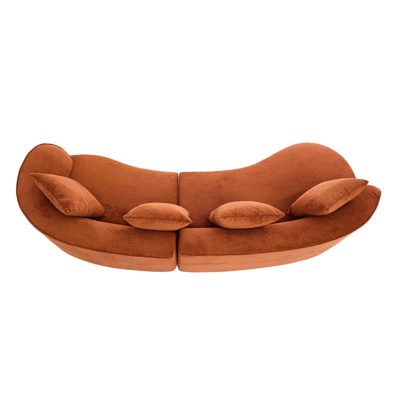 126" Curved Sectional Sofa (Dark Orange-D28 Full Foam) by HouseOfZazla