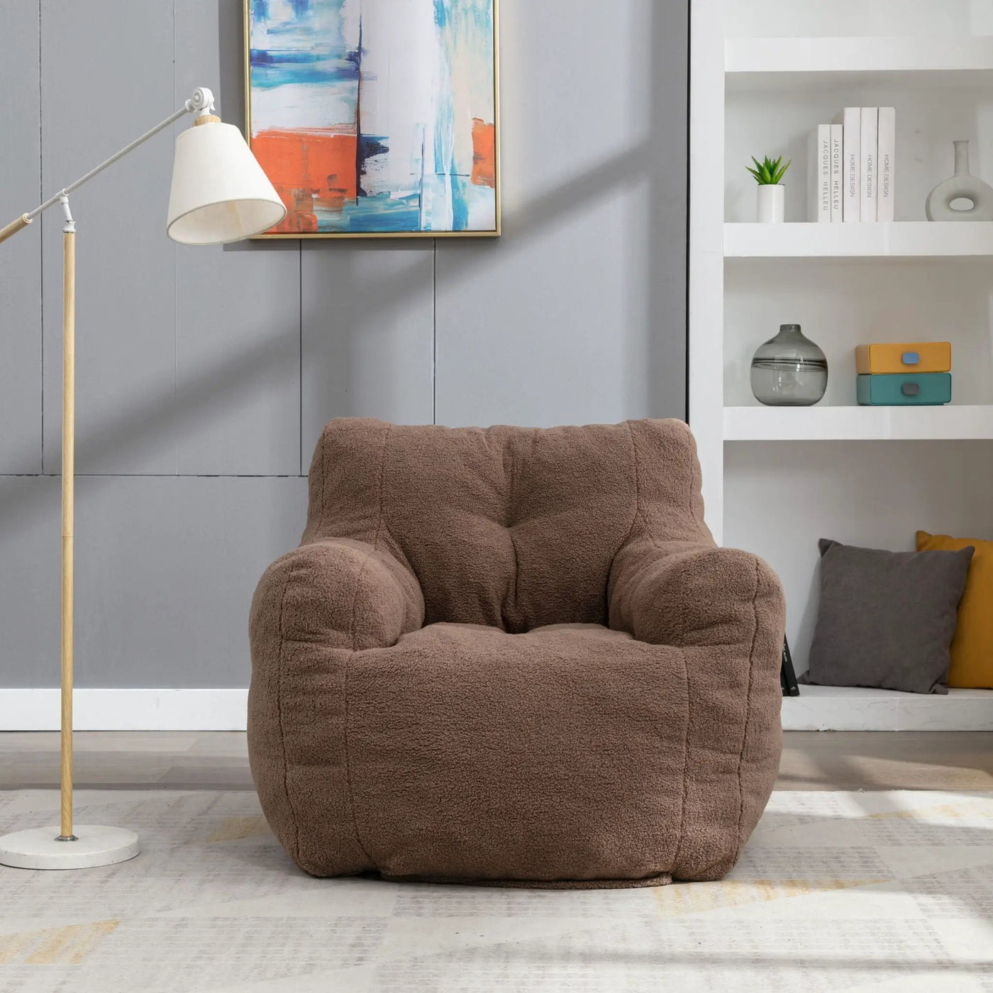 Soft Teddy Fabric Tufted Foam Bean Bag Chair With Teddy Fabric by HouseOfZazla