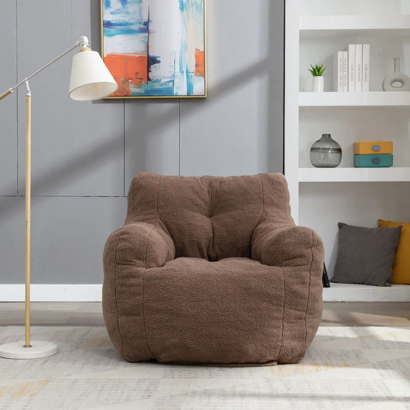Soft Teddy Fabric Tufted Foam Bean Bag Chair With Teddy Fabric by HouseOfZazla