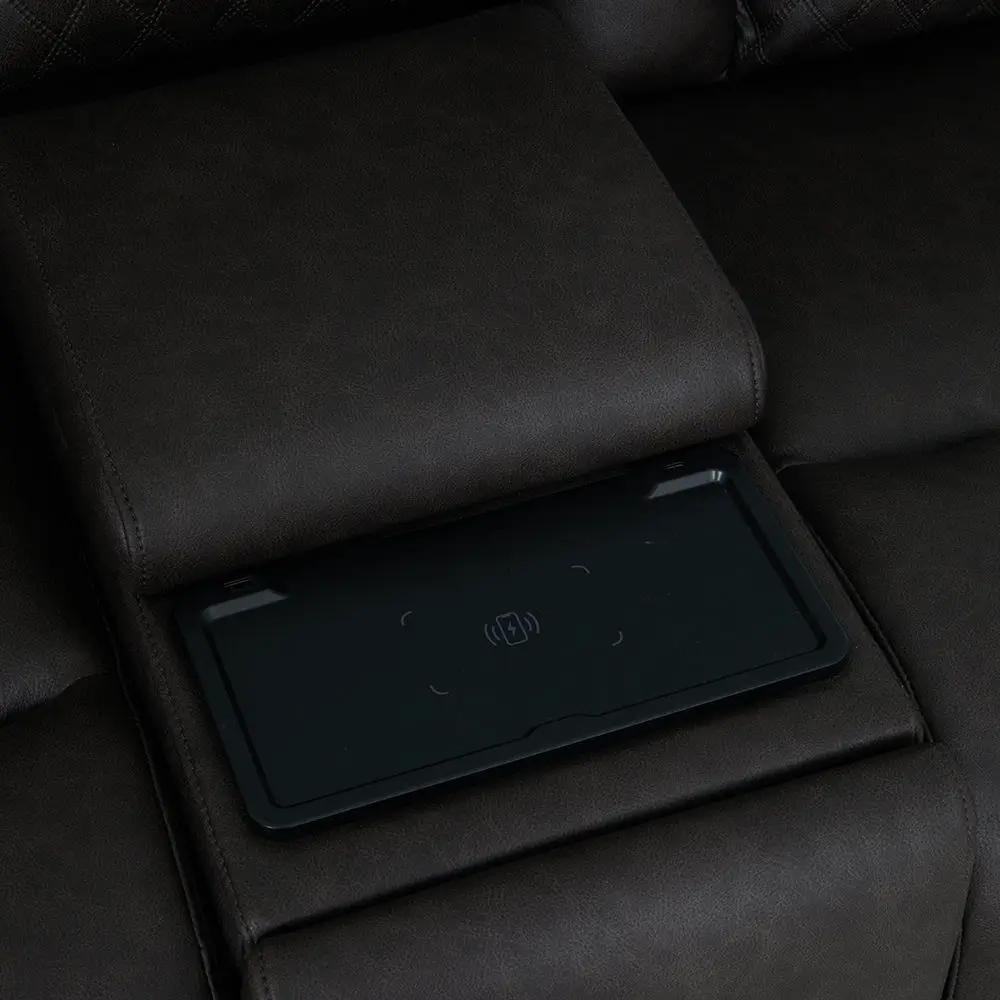 Wendell - Power Motion Loveseat With Console, Wireless Charger, Storage, USB & LED - Dark Gray by Unique Piece Furniture