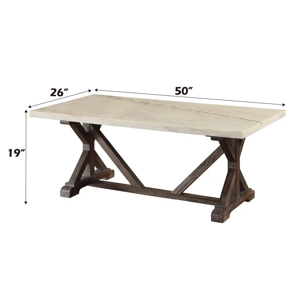 Romina - Coffee Table - White Marble Top & Weathered Espresso by Unique Piece Furniture