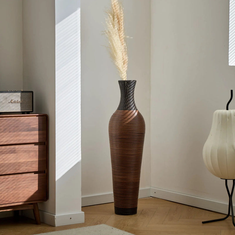 Tall Standing Designer Floor Vases With Elegant 2 Tone Finishes Ideal For Decorating Living Rooms, Bedrooms, Entryways Perfect For Decorating Your Home - Black / Gray by HouseOfZazla