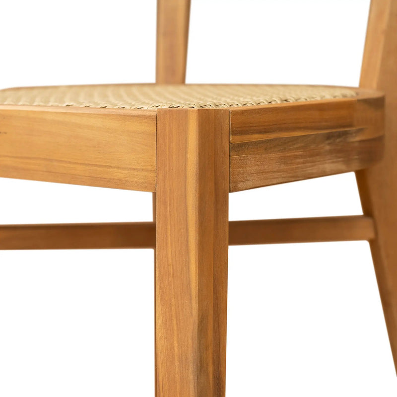 Netro Acacia Wood Dining Chair with Light Brown Wicker by HouseOfZazla