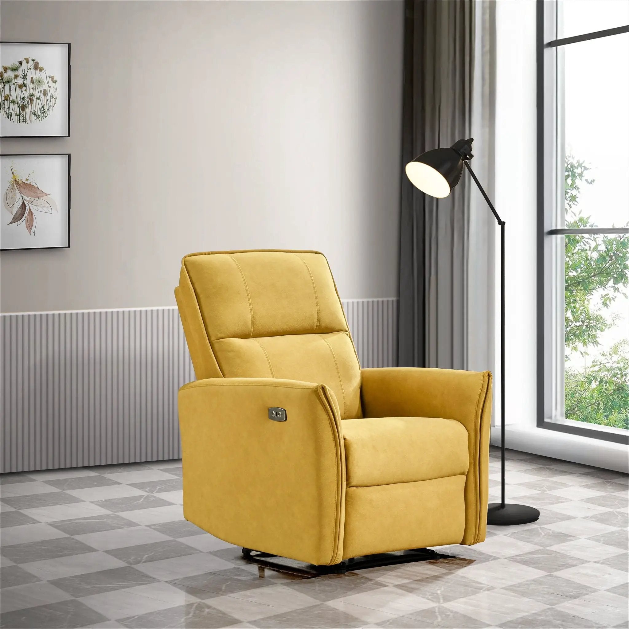 Suede Recliner Chair - Dark Yellow by HouseOfZazla