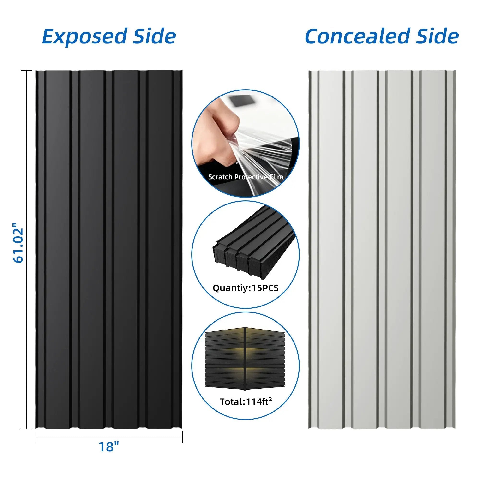 Heavy Duty Metal Roof Panels – 61IN Length, 15PCS Set by HouseOfZazla