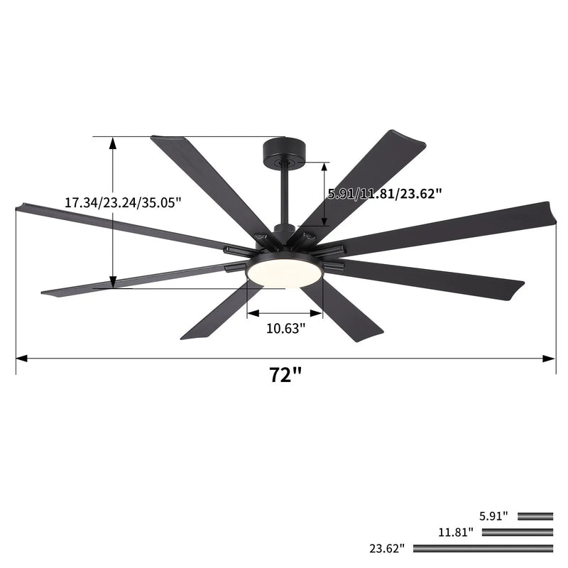 Large Ceiling Fan With Dimmable LED Light 8 Blades Remote Control, Reversible DC Motor by Unique Piece Furniture