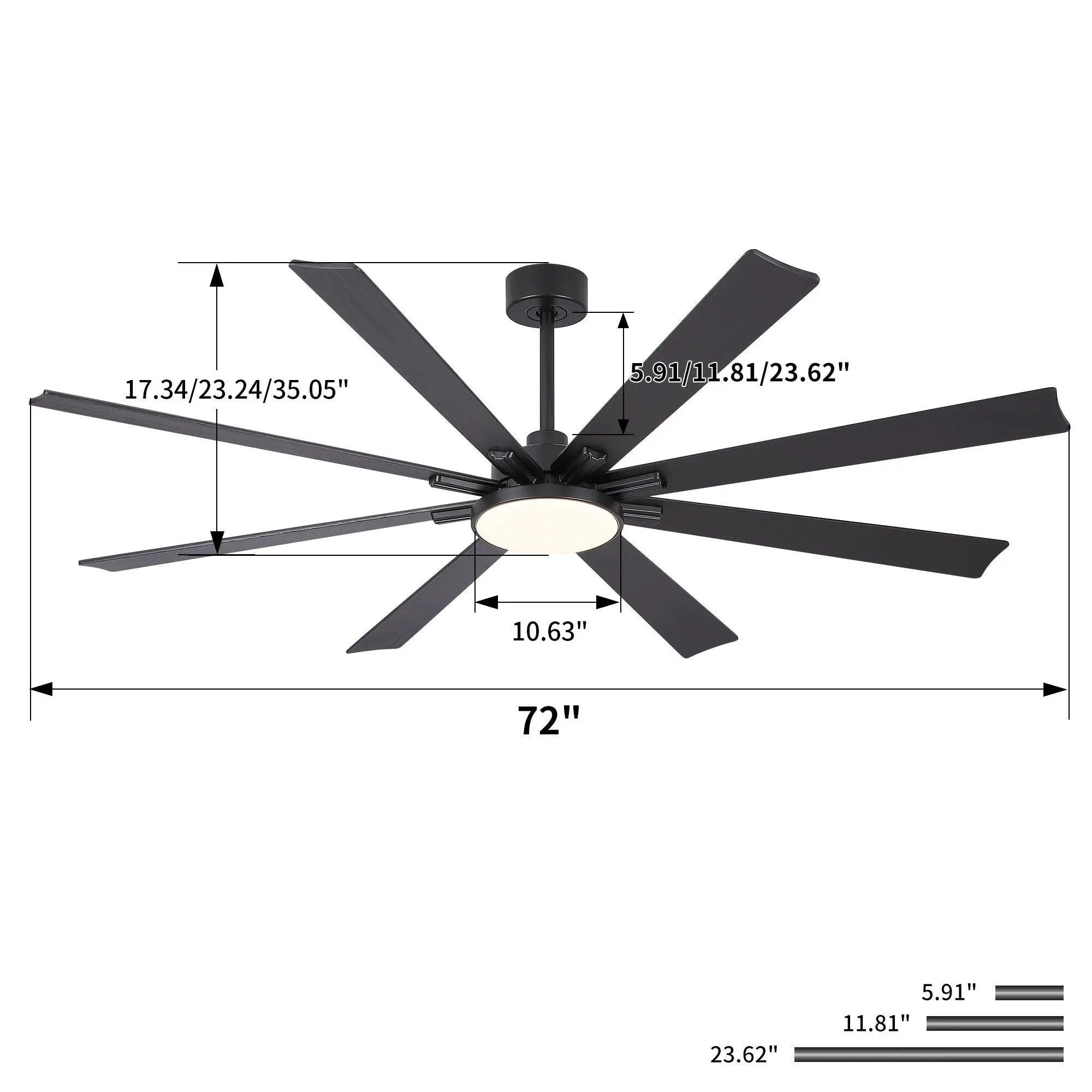 Large Ceiling Fan With Dimmable LED Light 8 Blades Remote Control, Reversible DC Motor by HouseOfZazla
