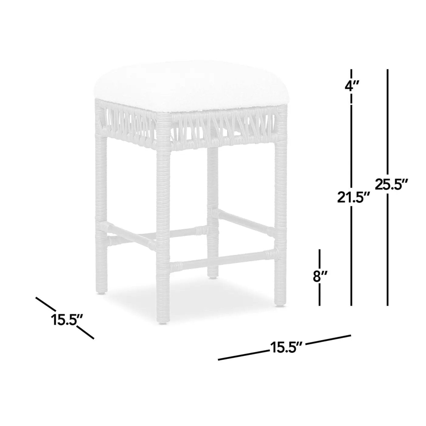 Lucia - Backless Upholstered Counter Stool With Frame - Ivory White by HouseOfZazla