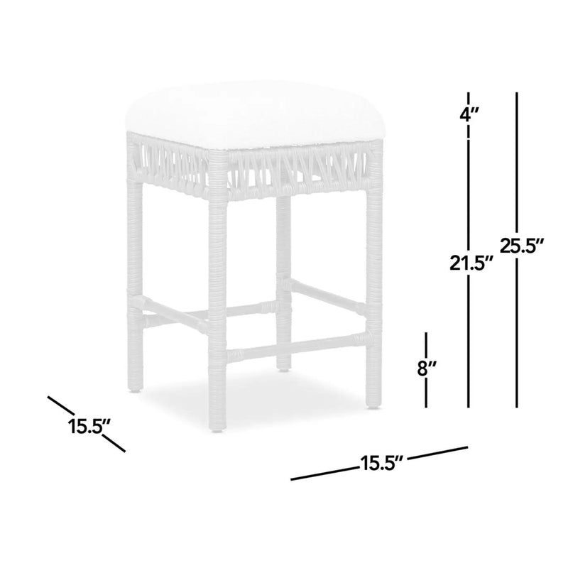Lucia - Backless Upholstered Counter Stool With Frame - Ivory White by HouseOfZazla