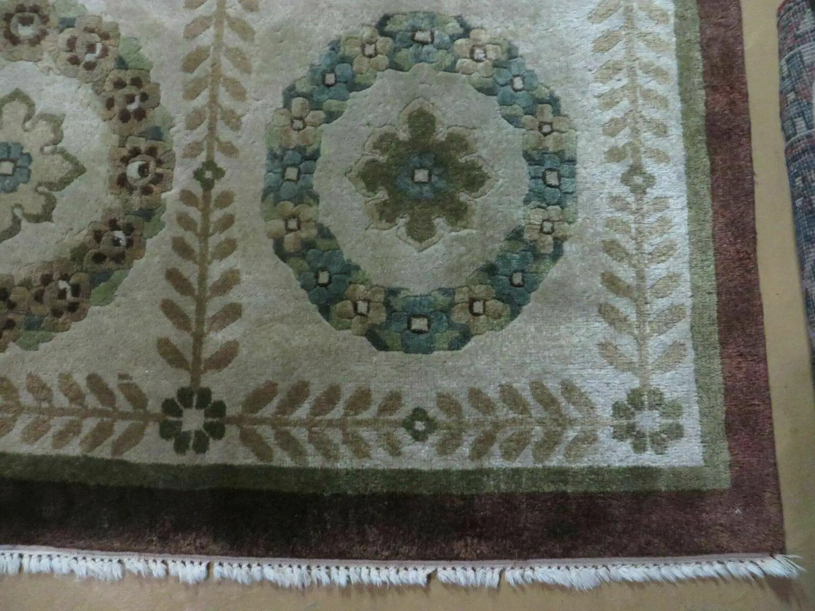 9' X 12' Modern Handmade Indo Lahore Wool Rug Art Deco Olive Ivory Nice Wow by Jewel Rugs