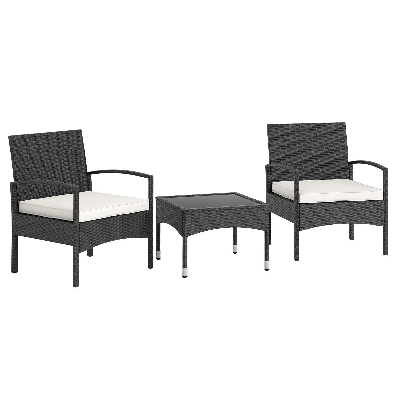 3-Piece Patio Furniture Set Rattan Bistro Chairs with Table-Beige by DirectDeals