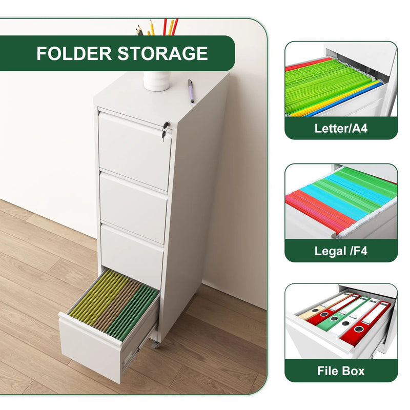 Drawer Metal Locking Vertical File Cabinet With Wheels Heavy Duty Lockable Storage by Unique Piece Furniture