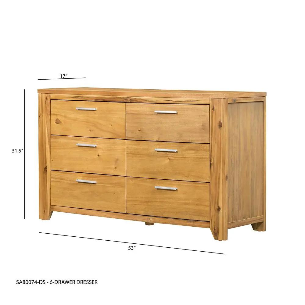 6 Drawer Dresser - Natural Wood / Brown by HouseOfZazla