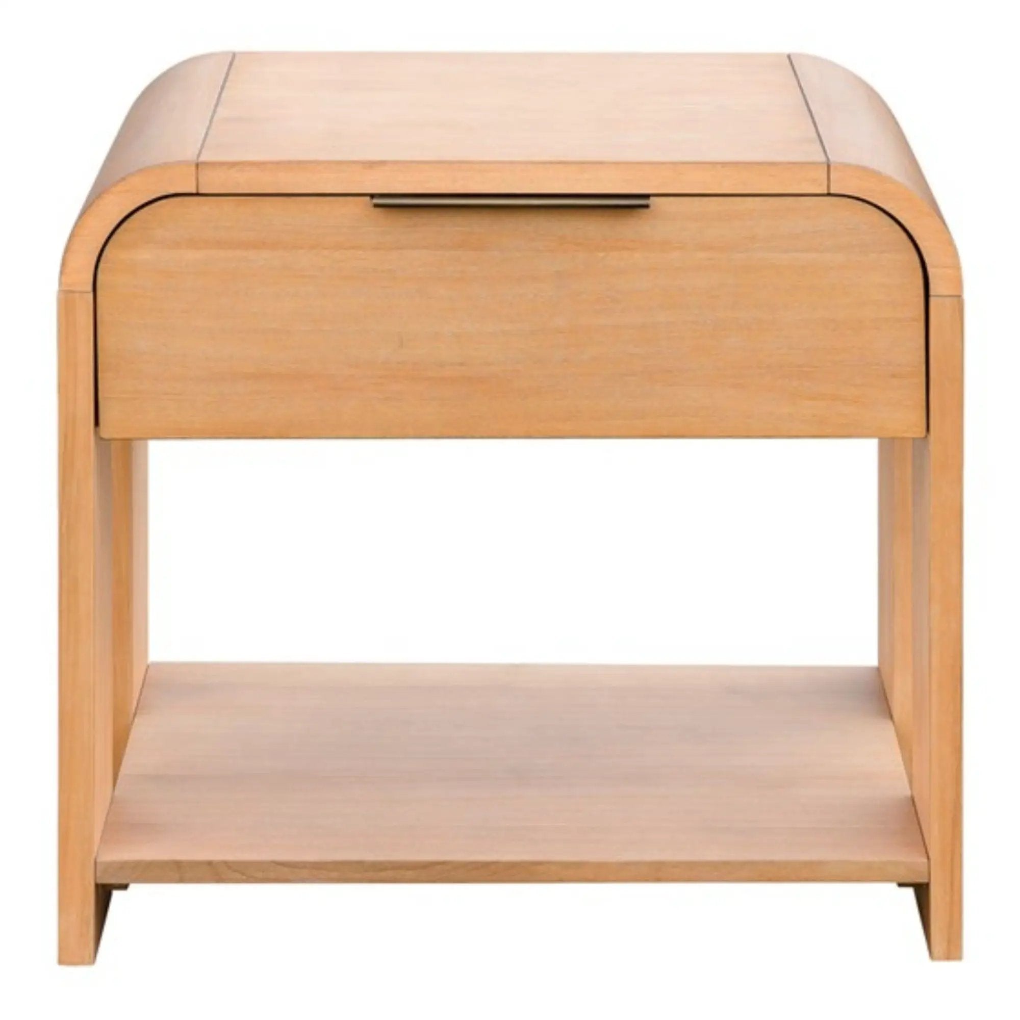 1 Drawer Waterfall Nightstand With Mid Century Design - Natural by HouseOfZazla