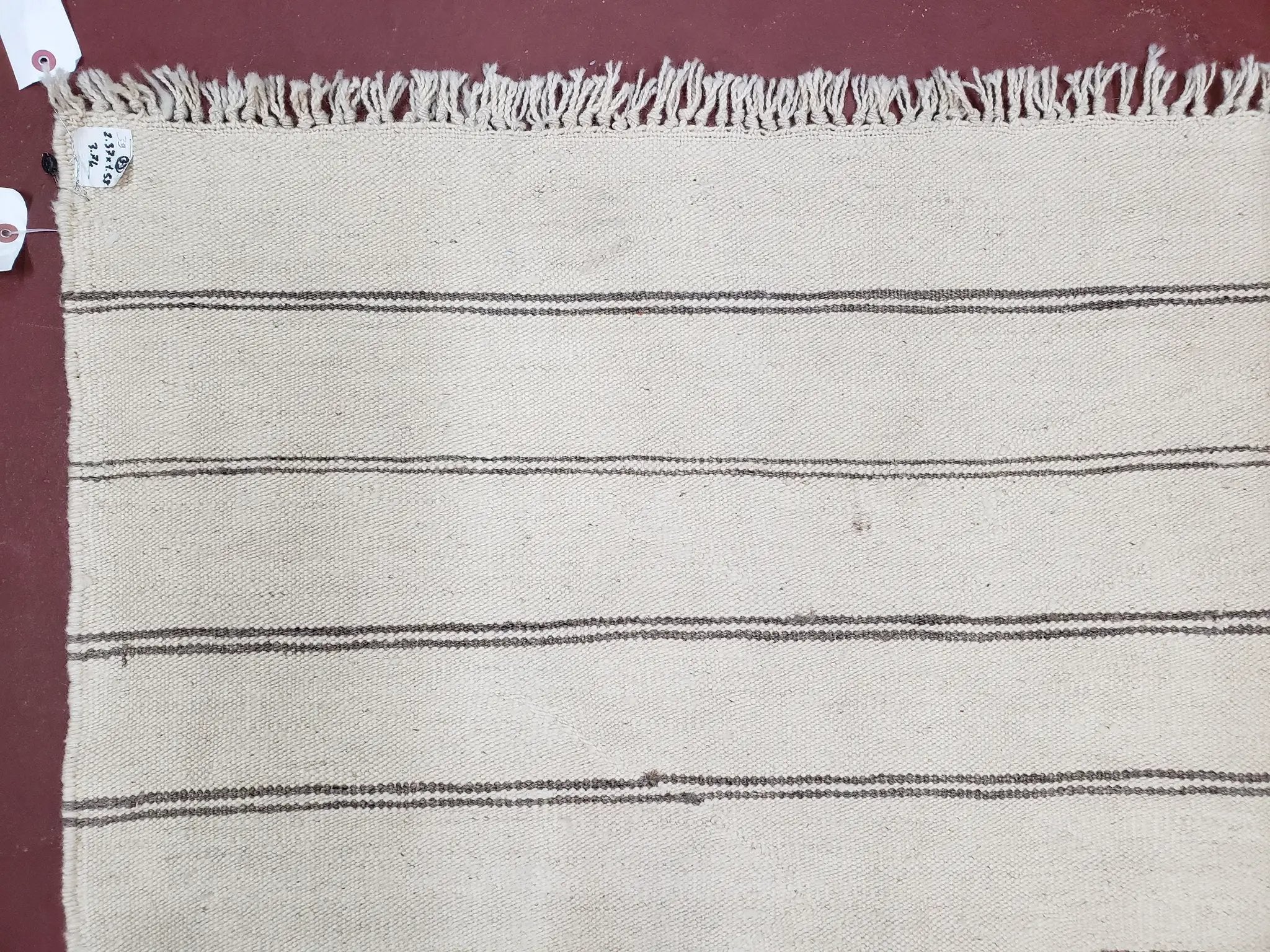 New Turkish Kilim Rug, Striped Area Rug, Southwestern Style, Off-white/Ivory Color, 5x8 Kilim Carpet, Hand-Knotted, Flatweave, Wool by Jewel Rugs