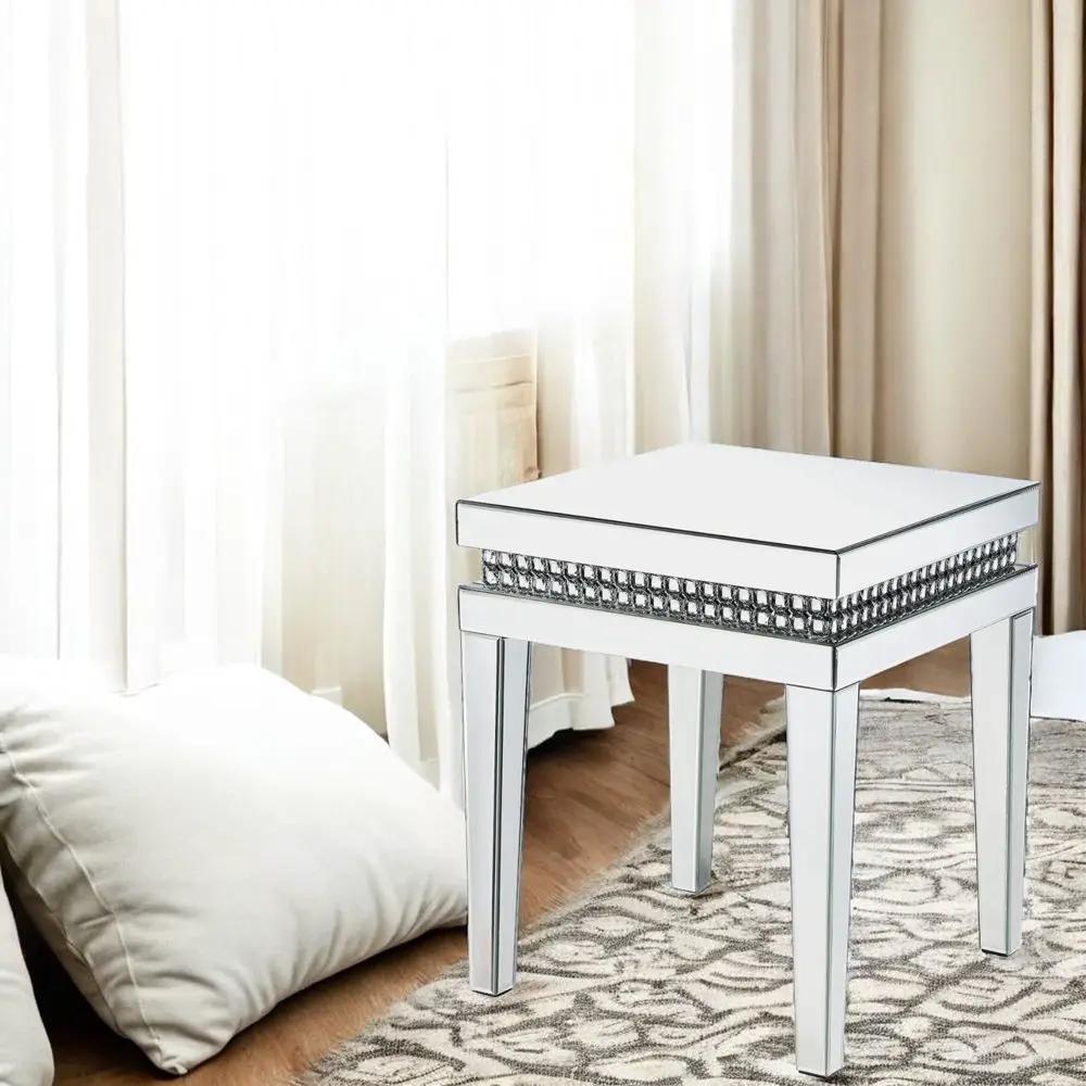 Lotus - 20" End Table - Mirrored & Faux Ice Cube Crystals by Unique Piece Furniture