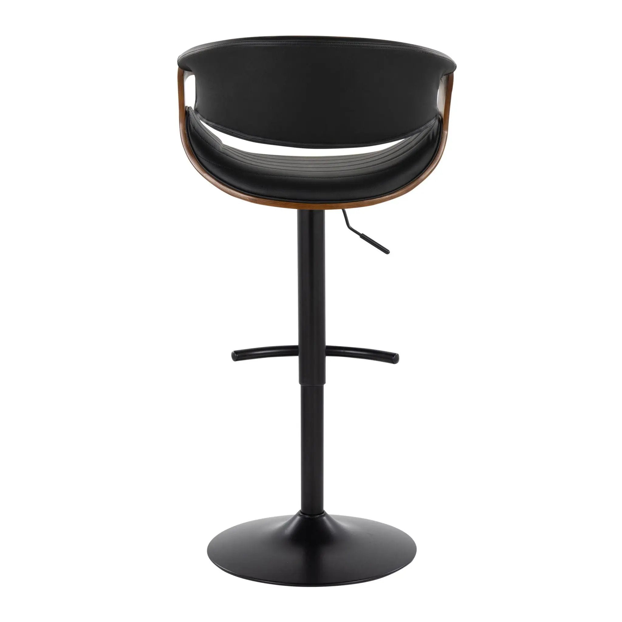 Symphony - Mid-Century Modern Adjustable Barstool With Swivel With Rounded T Footrest (Set of 2) - Black / Walnut / Black by Unique Piece Furniture