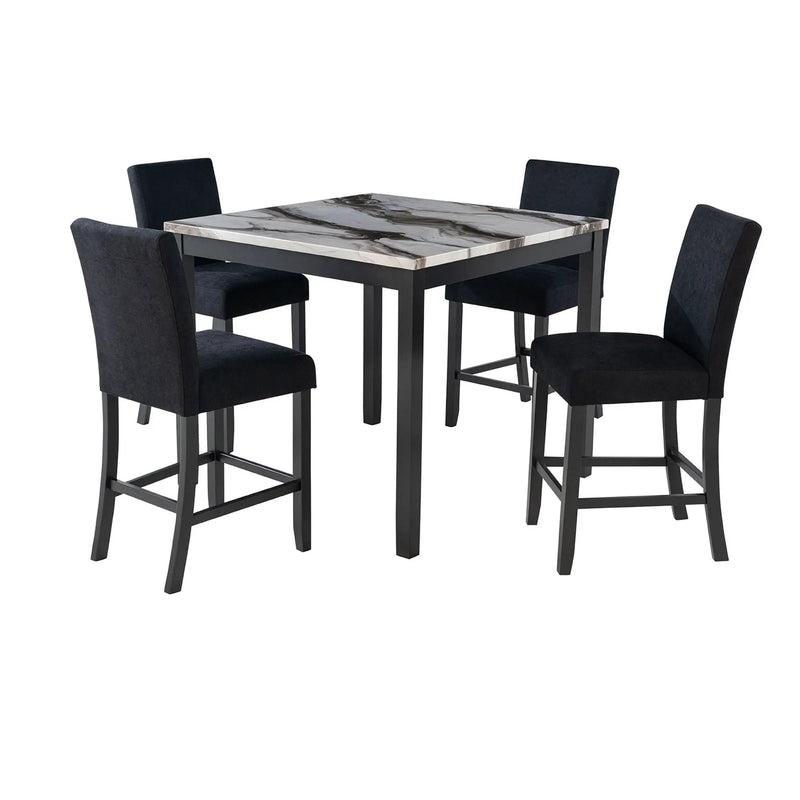Leoncia - Bar Table And 4 Bar Stools - Espresso / White by Unique Piece Furniture