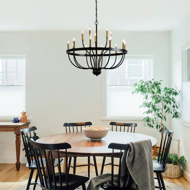 15-Light Industrial Iron Candle Chandelier Modern Farmhouse Pendant Light by HouseOfZazla