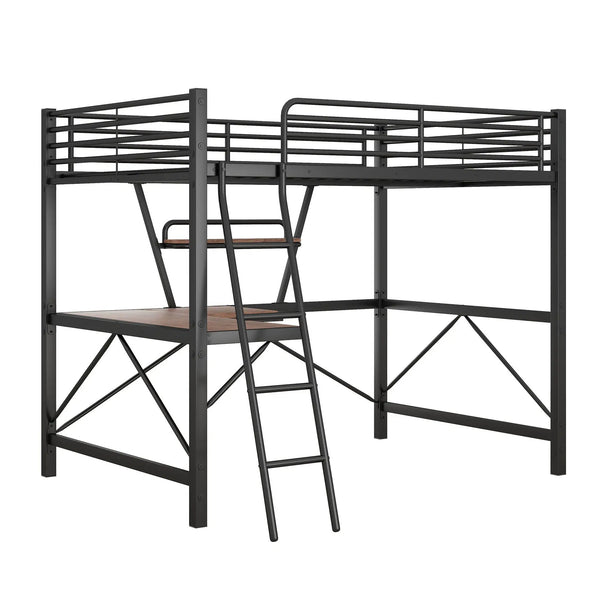 Loft Bed With Desk And Shelf, Modern Design