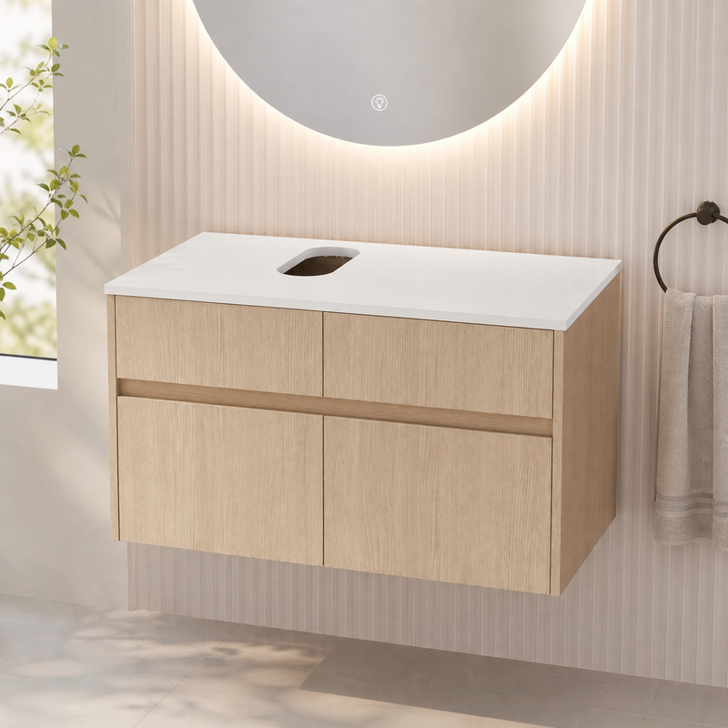 32-Inch Wall-Mounted Bathroom Vanity with 2 Soft Close Doors and 1 Drawer by HouseOfZazla