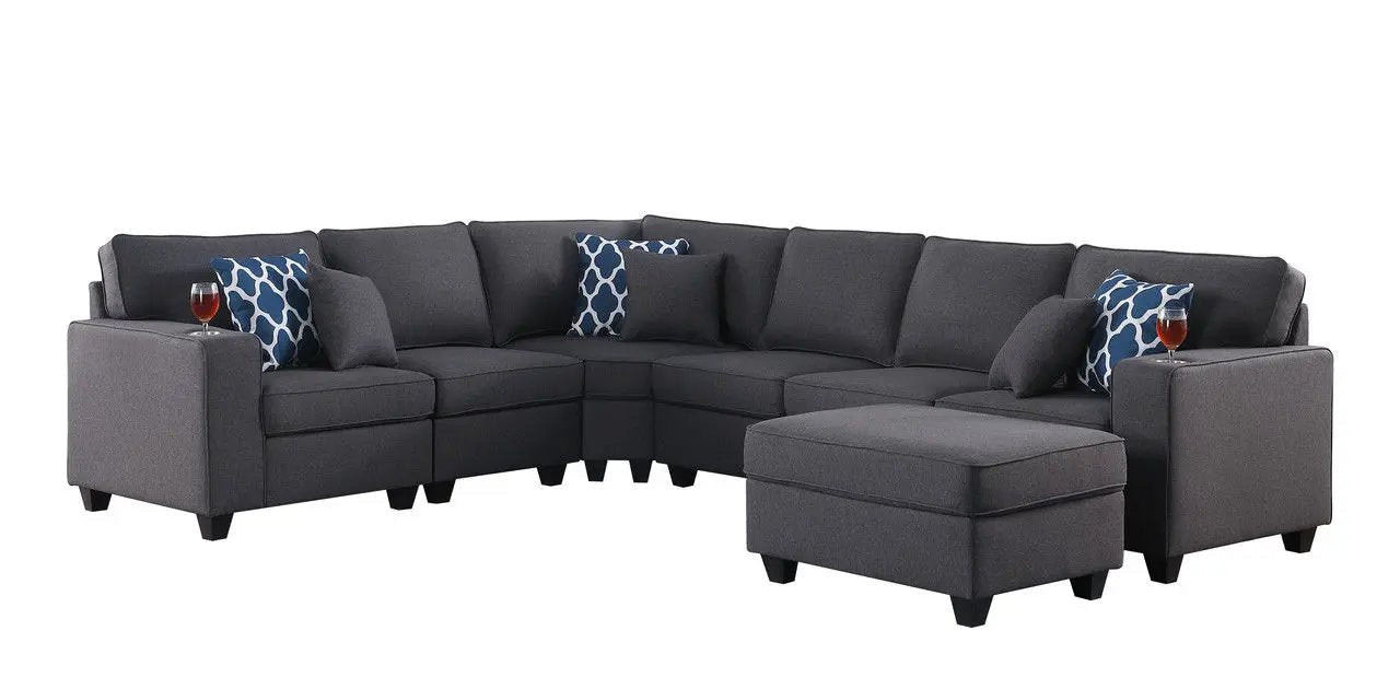 Cooper - Sectional Sofa With Ottomans And Cupholder by HouseOfZazla