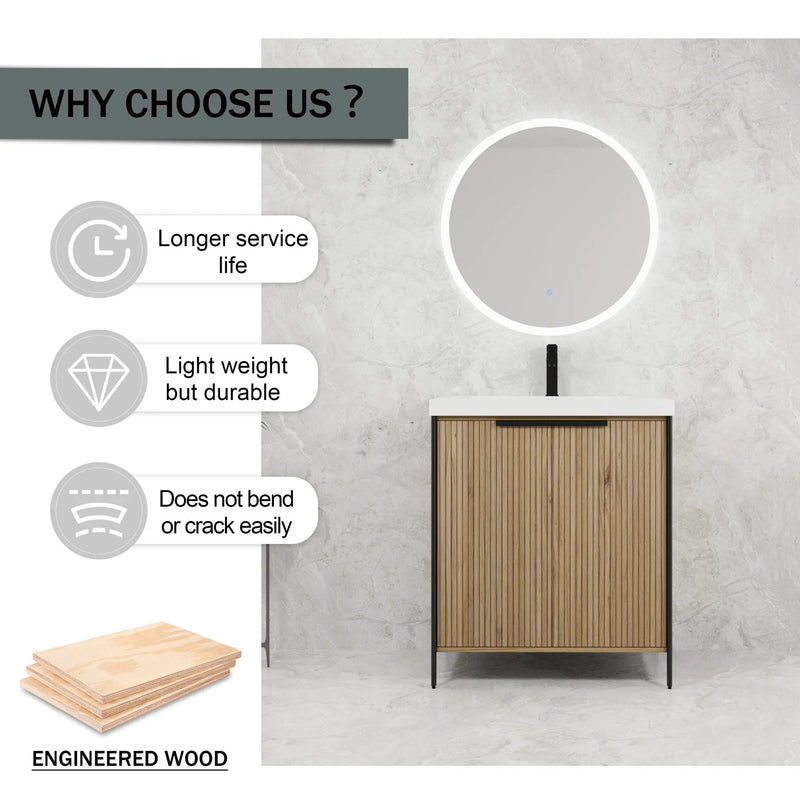 Modern Freestanding Bathroom Vanity With Resin Sink & Soft Close Cabinet Doors by Unique Piece Furniture