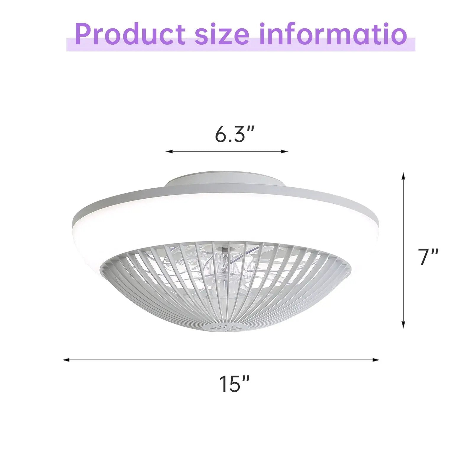RGB Dimmable LED Enclosed Ceiling Fan With Remote Control, Bladeless Design - White by Unique Piece Furniture