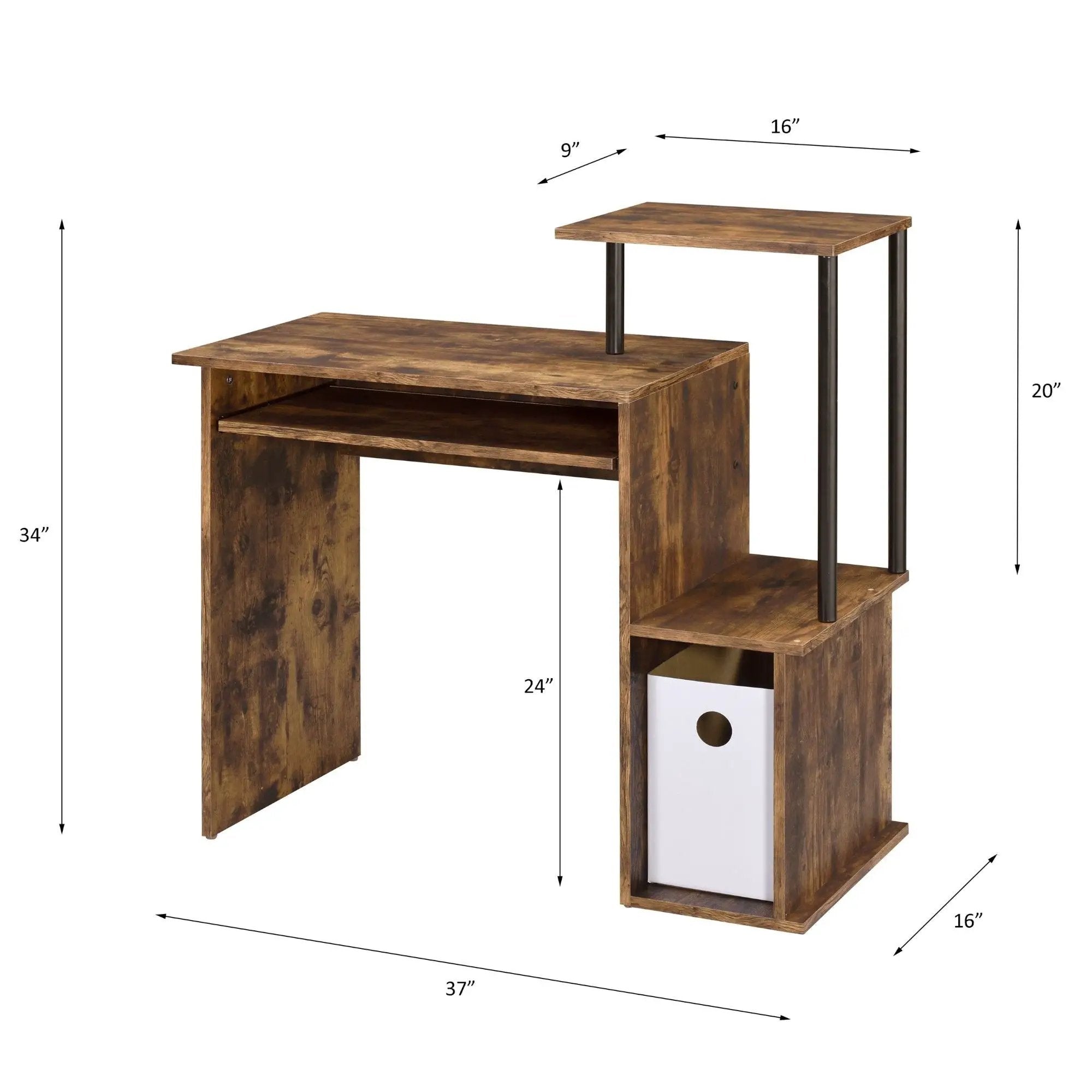 Lyphre - Computer Desk - Weathered Oak / Black by Unique Piece Furniture