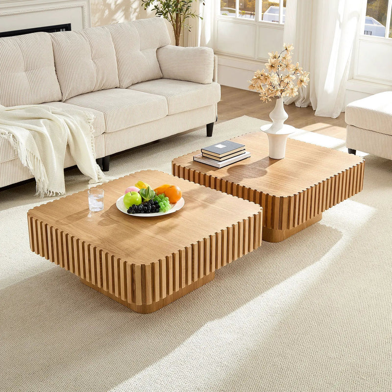 2PCS Set 31.5 Inch Modern Handcraft Drum Coffee Table by HouseOfZazla