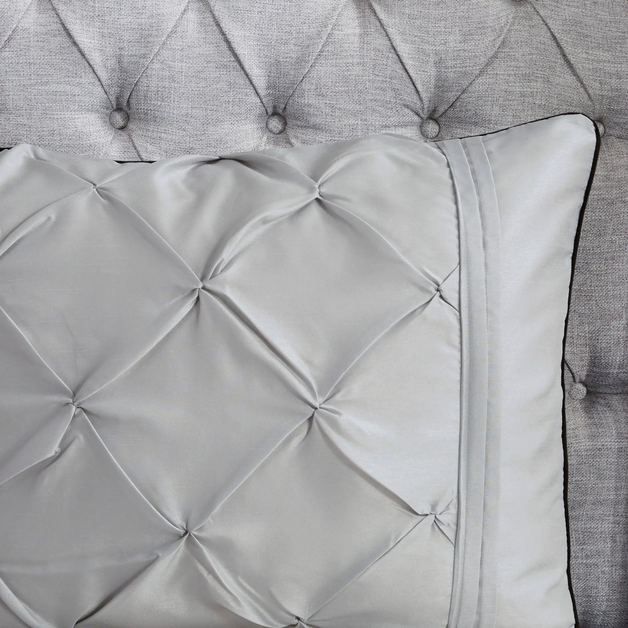 7-Piece King 100% Polyester Pieced Pleated Tufted Comforter Set by HouseOfZazla