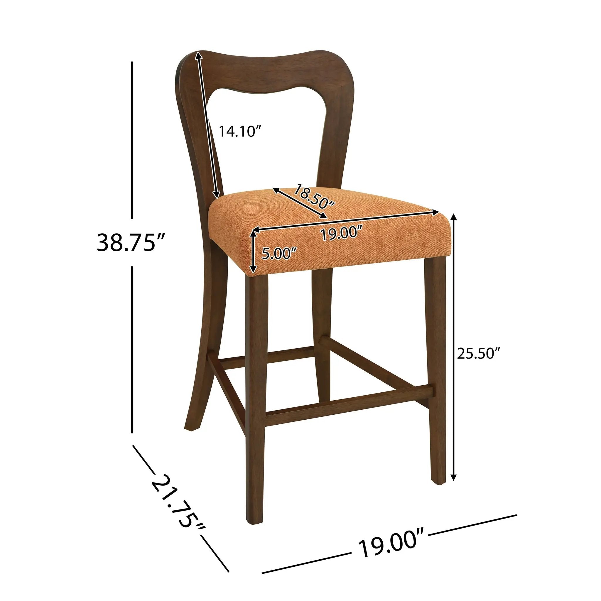 Counter Stool Without Arm (Walnut + Caramel) Set of 2 by HouseOfZazla