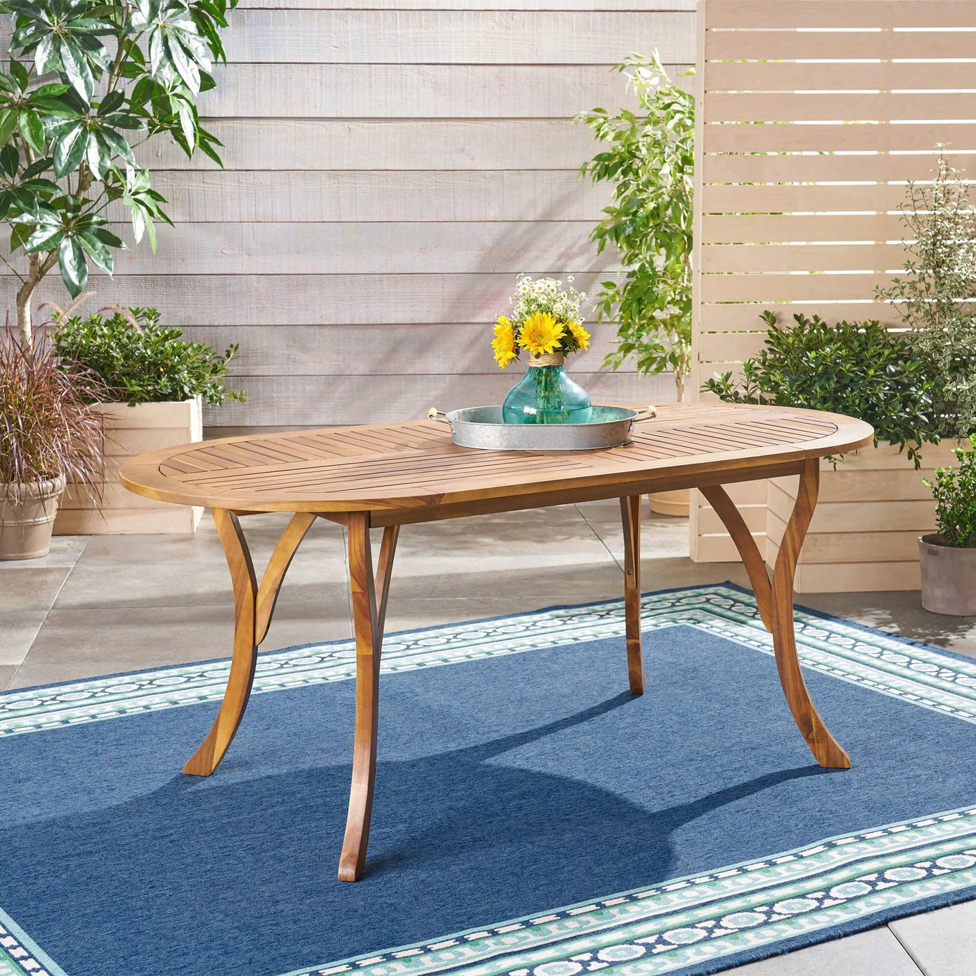 Outdoor Table With Smooth Lines, Slat Top by HouseOfZazla