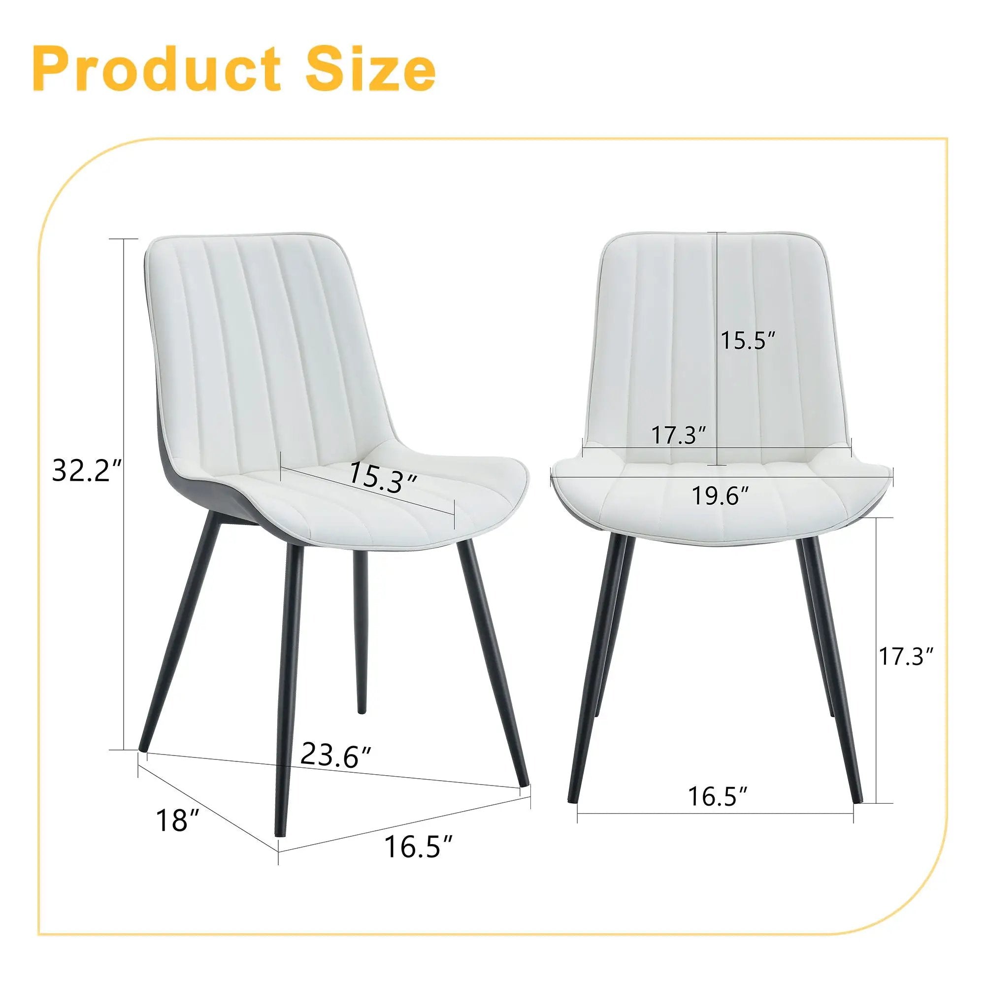 Modern Minimalist Dining Chair Set, Extended Seat Cushion by Unique Piece Furniture