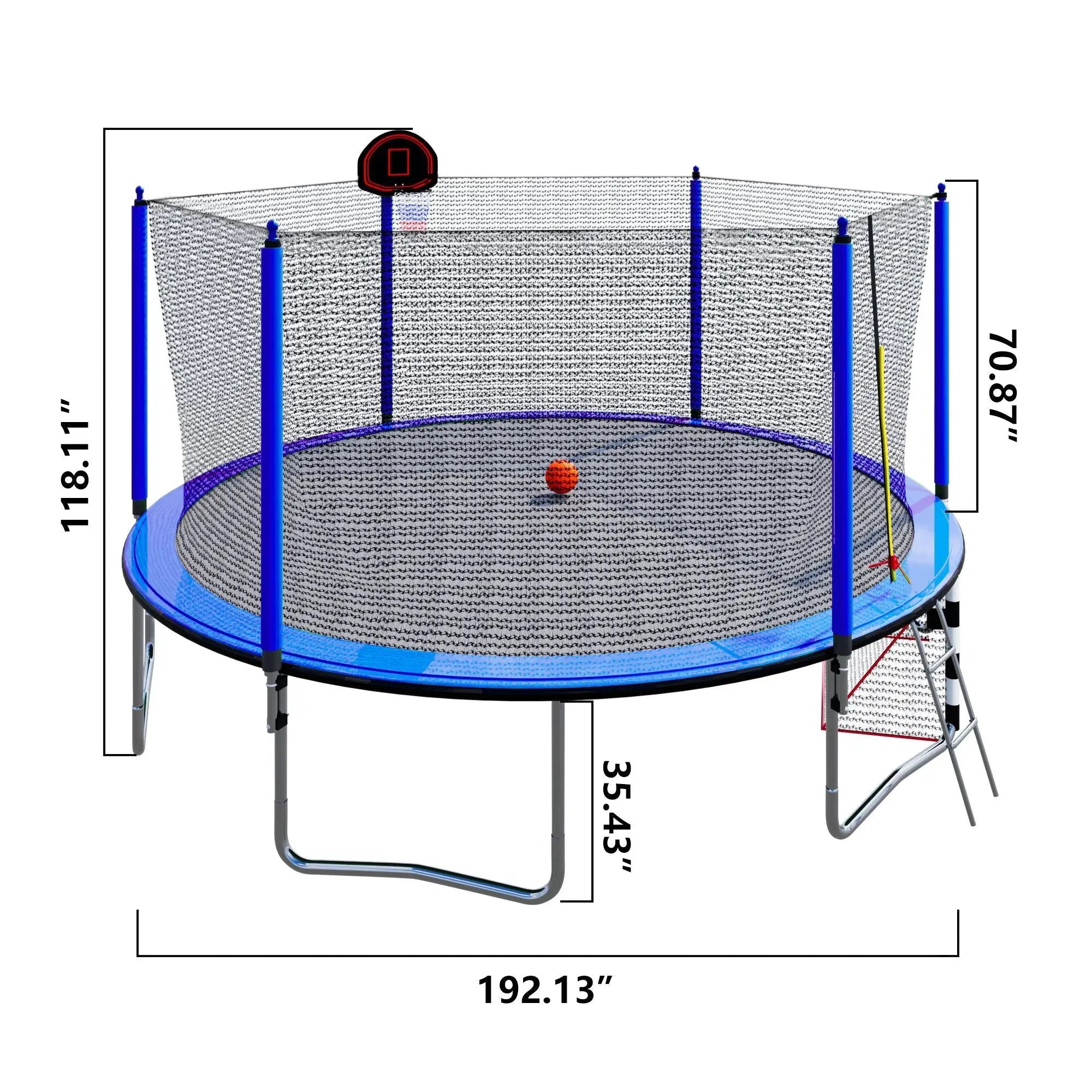 16Ft Trampoline With Basketball Hoop Pump And Ladder (Inner Safety Enclosure) With Soccer Goal by HouseOfZazla