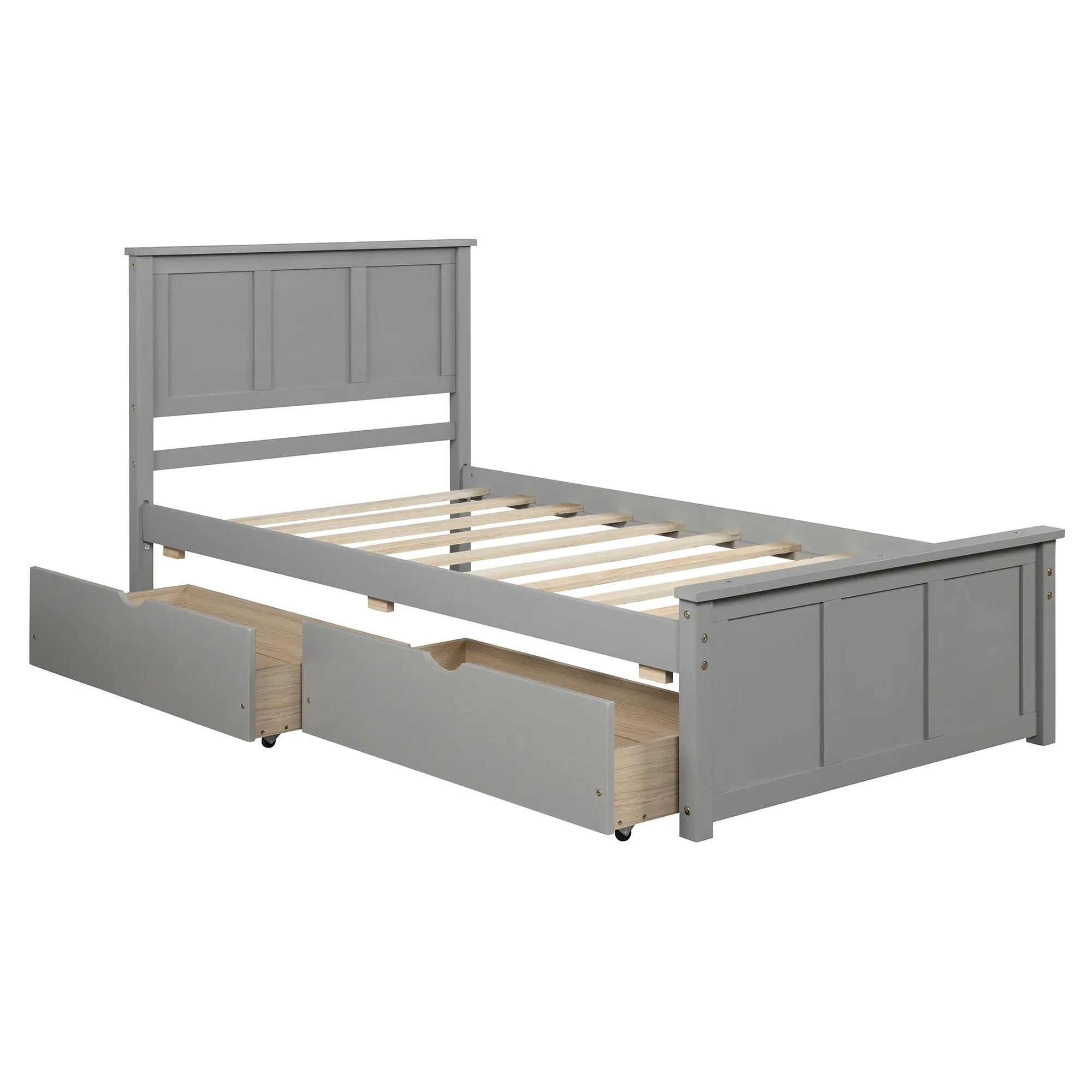 Platform Storage Bed With 2 Wheel Base Drawers by HouseOfZazla