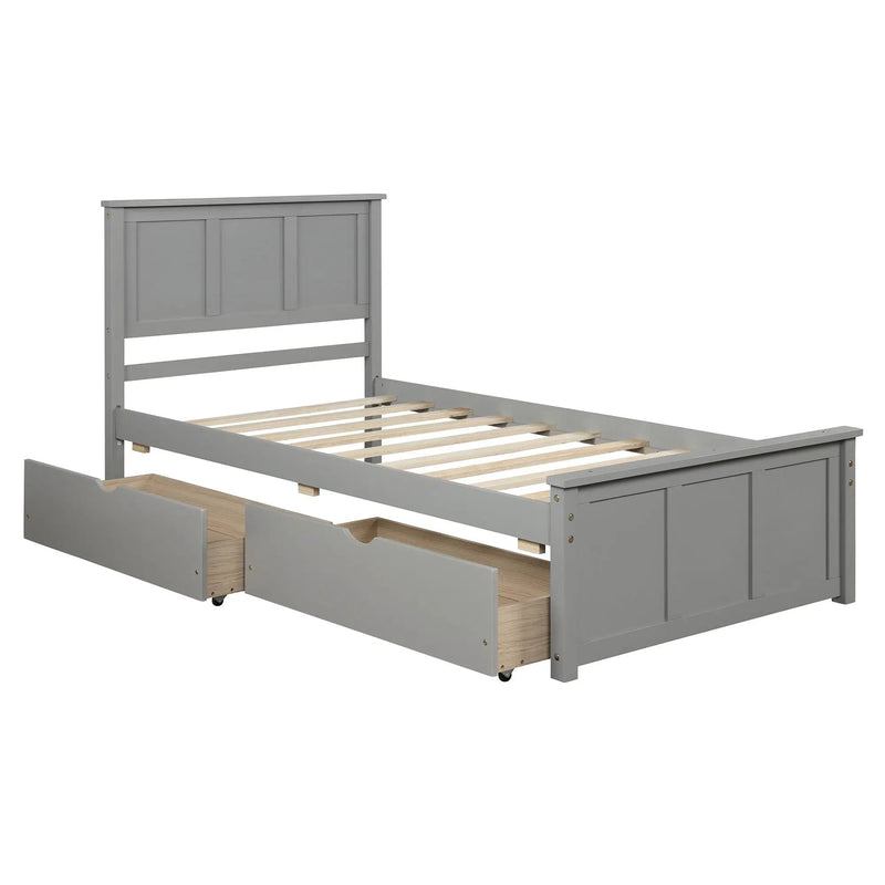 Platform Storage Bed With 2 Wheel Base Drawers by HouseOfZazla