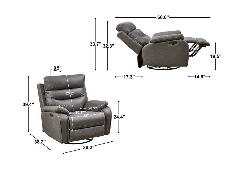Liyasi - Dual Okin Motor Rocking And 240° Swivel Single Sofa Seat Recliner Chair Infinite Position, Head Rest With Power Function by Unique Piece Furniture