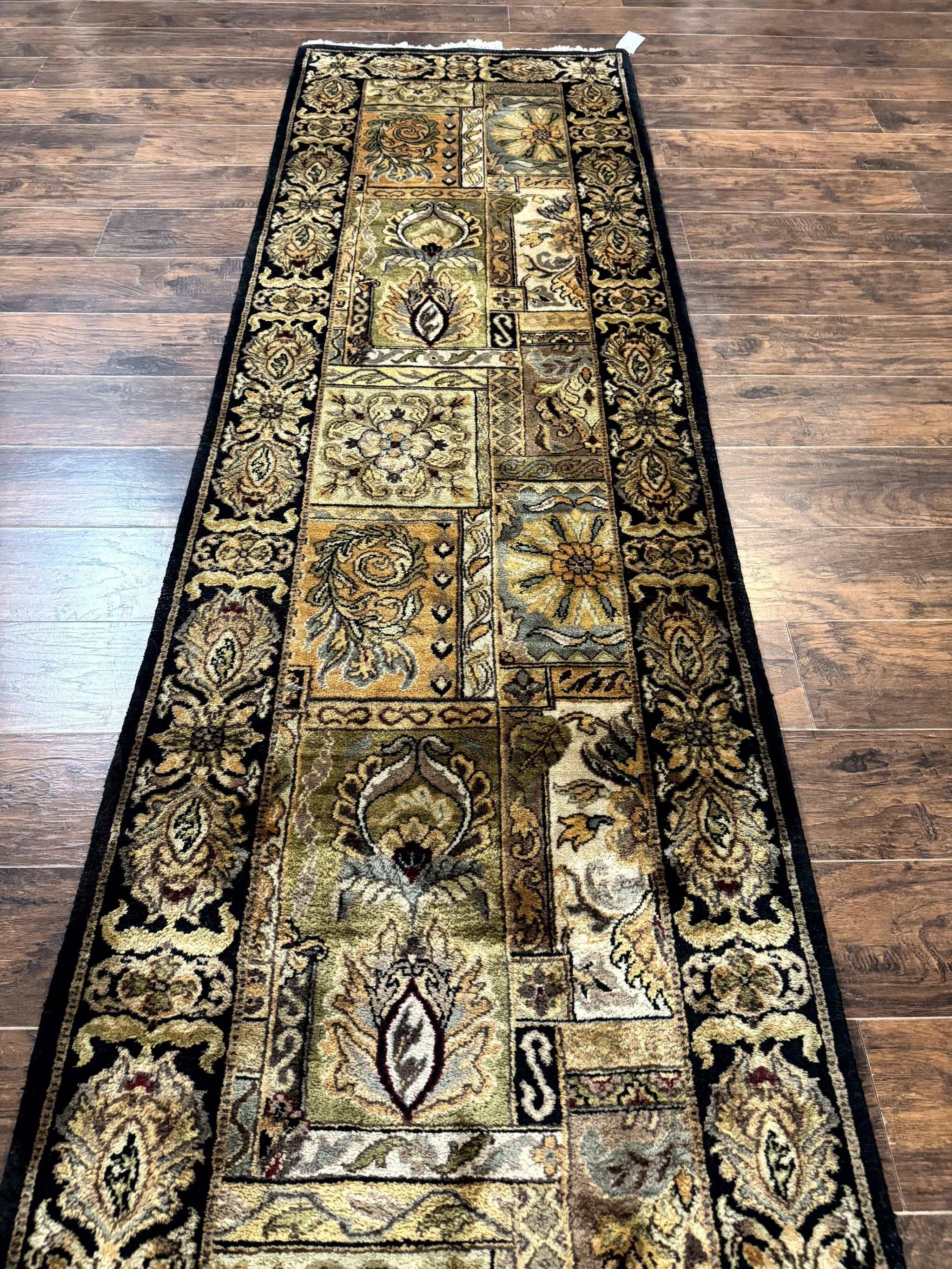 Indian Runner Rug 3x14, Panel Design, Oriental Carpet for Hallway by Jewel Rugs