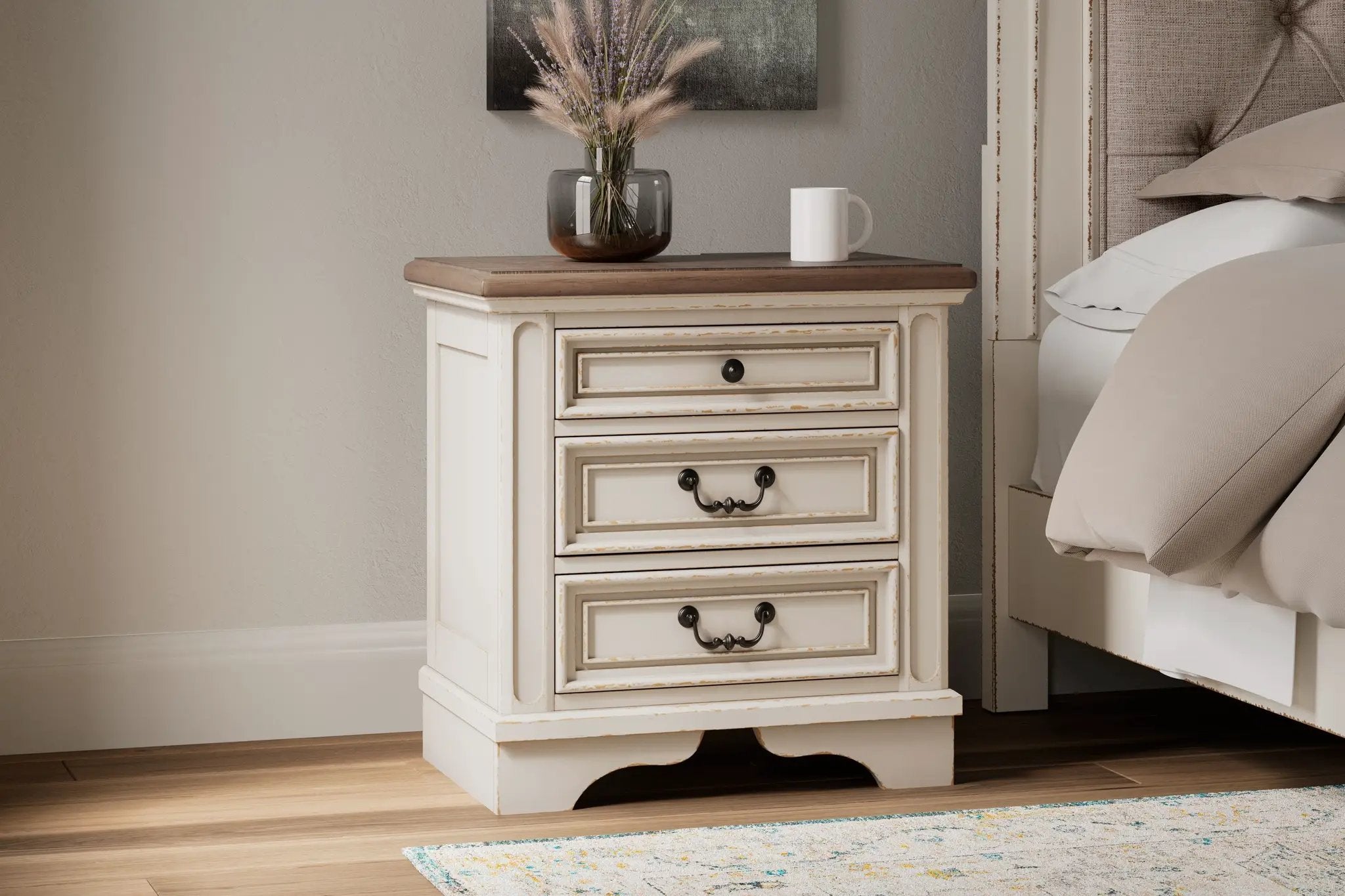 Realyn - Three Drawer Night Stand - White / Brown / Beige by Unique Piece Furniture