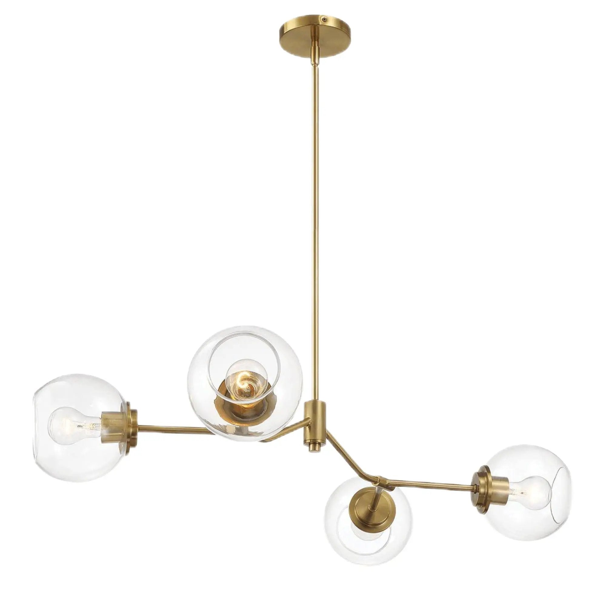Jewel - 4 Lights Chandelier Ceiling Hanging Light Fixture - Clear / Gold by Unique Piece Furniture