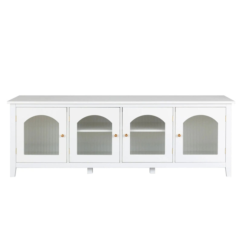 StylishTVcabinet Entertainment CenterTV Stand, TVconsoletable, Media Console, Solidwood Frame, Changhong Glass Door, Metal Handle by HouseOfZazla