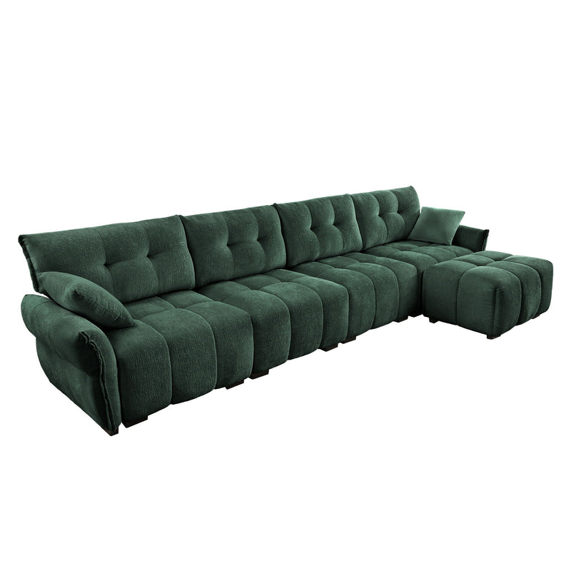 Sofa Set With Ottoman And Pillows, Textured, High Resilience Cushions by HouseOfZazla