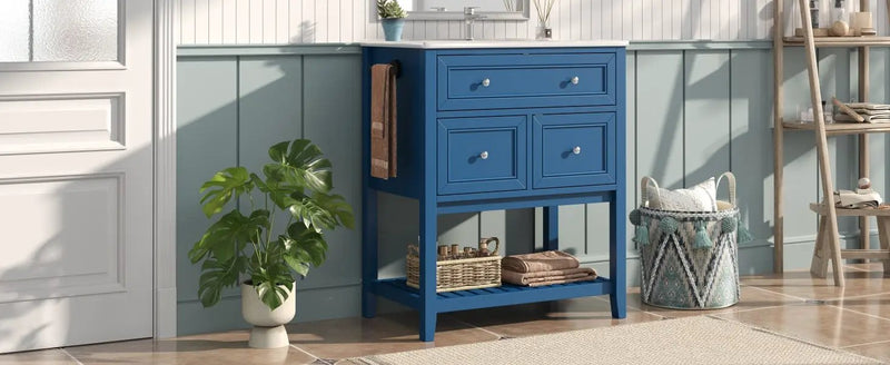 30" Navy Blue Bathroom Vanity by HouseOfZazla