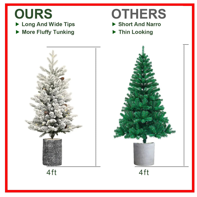 4.5FT Flocked Christmas Tree with Pot Base and LED Lights by HouseOfZazla