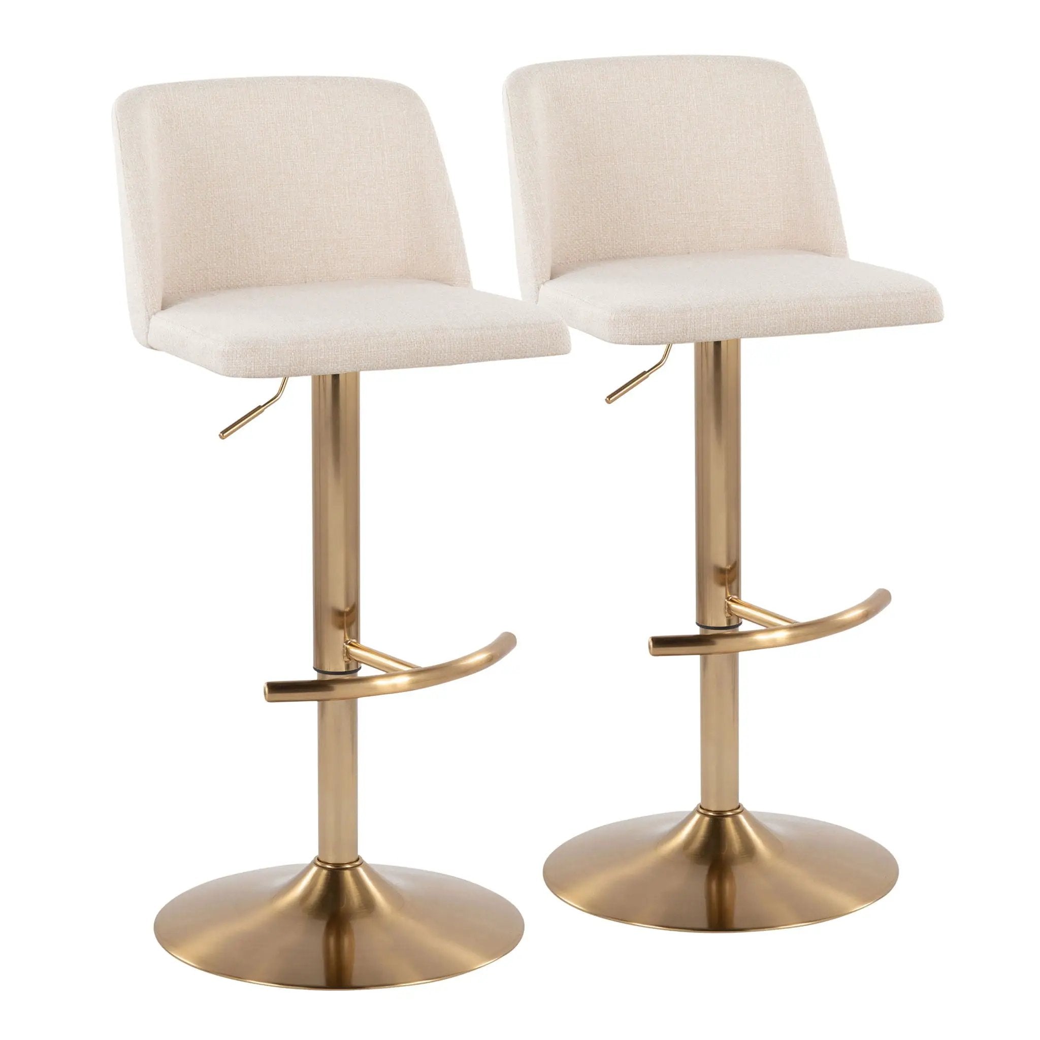 Toriano - Contemporary Adjustable Barstool With Swivel With Rounded T Footrest (Set of 2) by HouseOfZazla
