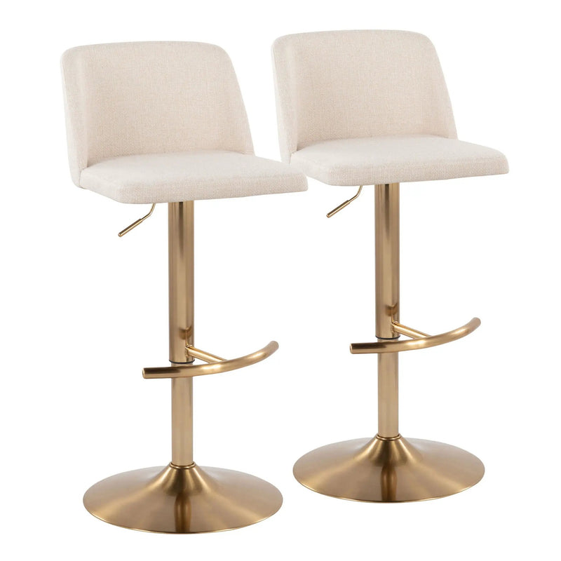 Toriano - Contemporary Adjustable Barstool With Swivel With Rounded T Footrest (Set of 2) by HouseOfZazla